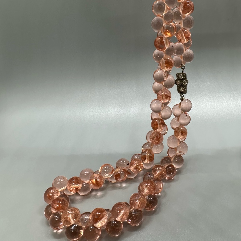 Pink crystal bead necklace 16”